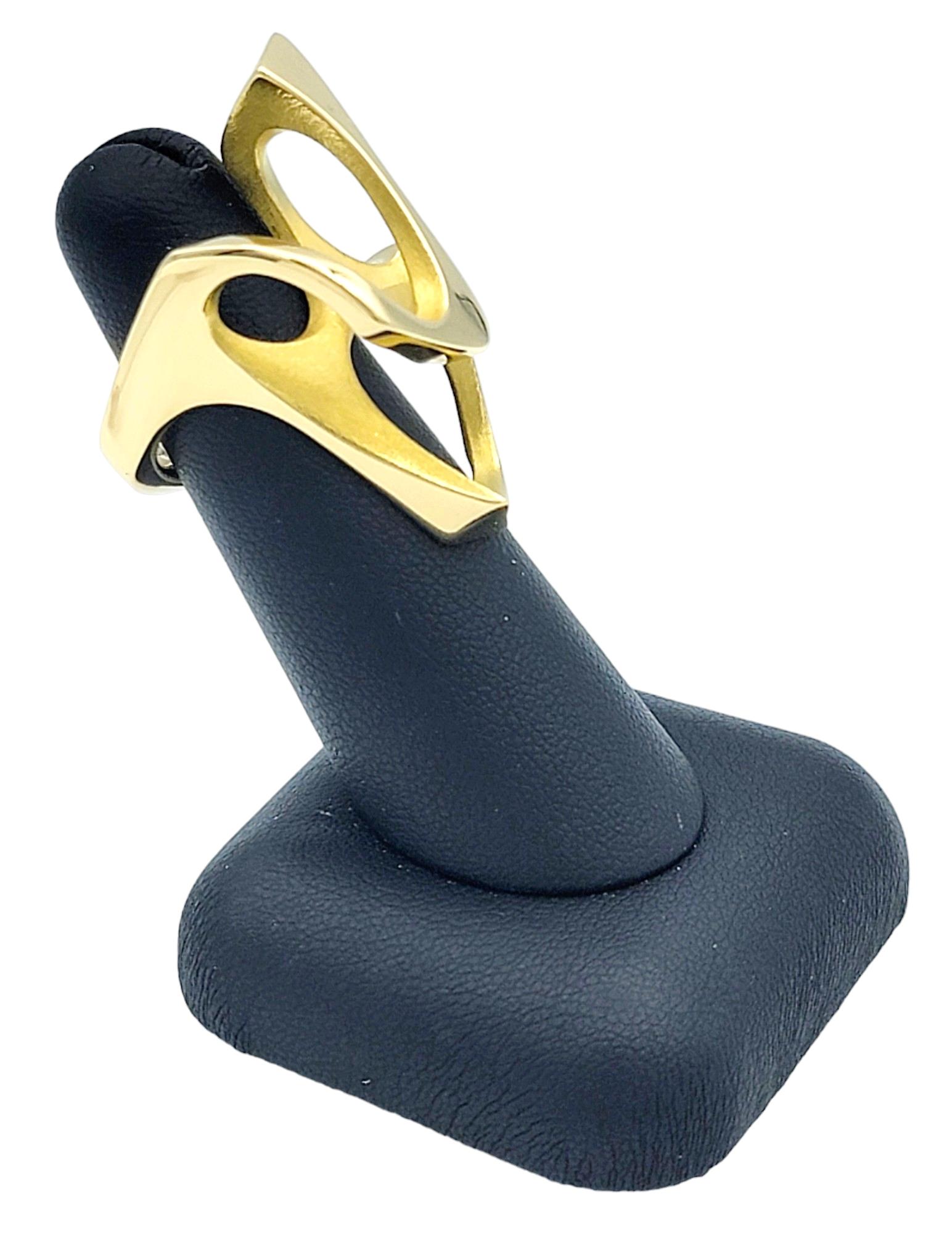 Bague cocktail ouverte géométrique allongée en or jaune 18 carats de style contemporain en vente 6