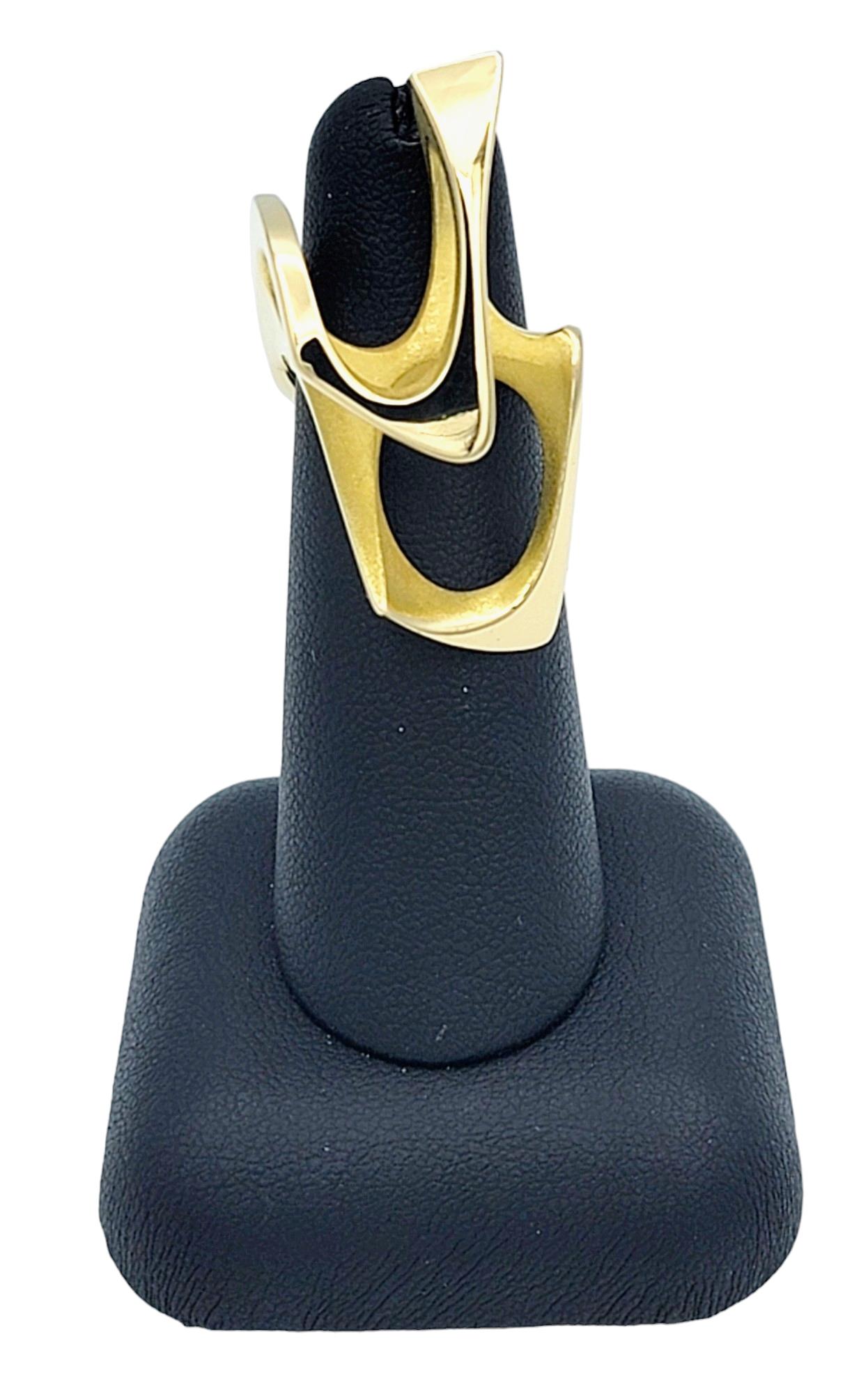 Bague cocktail ouverte géométrique allongée en or jaune 18 carats de style contemporain en vente 7