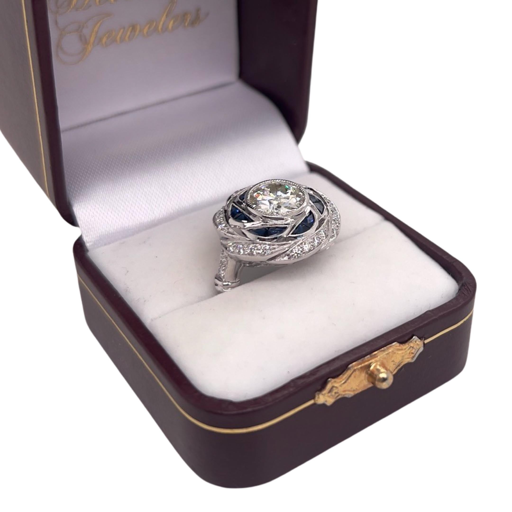 Contemporary Style 2.06 Carat Diamond and Sapphire Ring In New Condition In Montgomery, AL