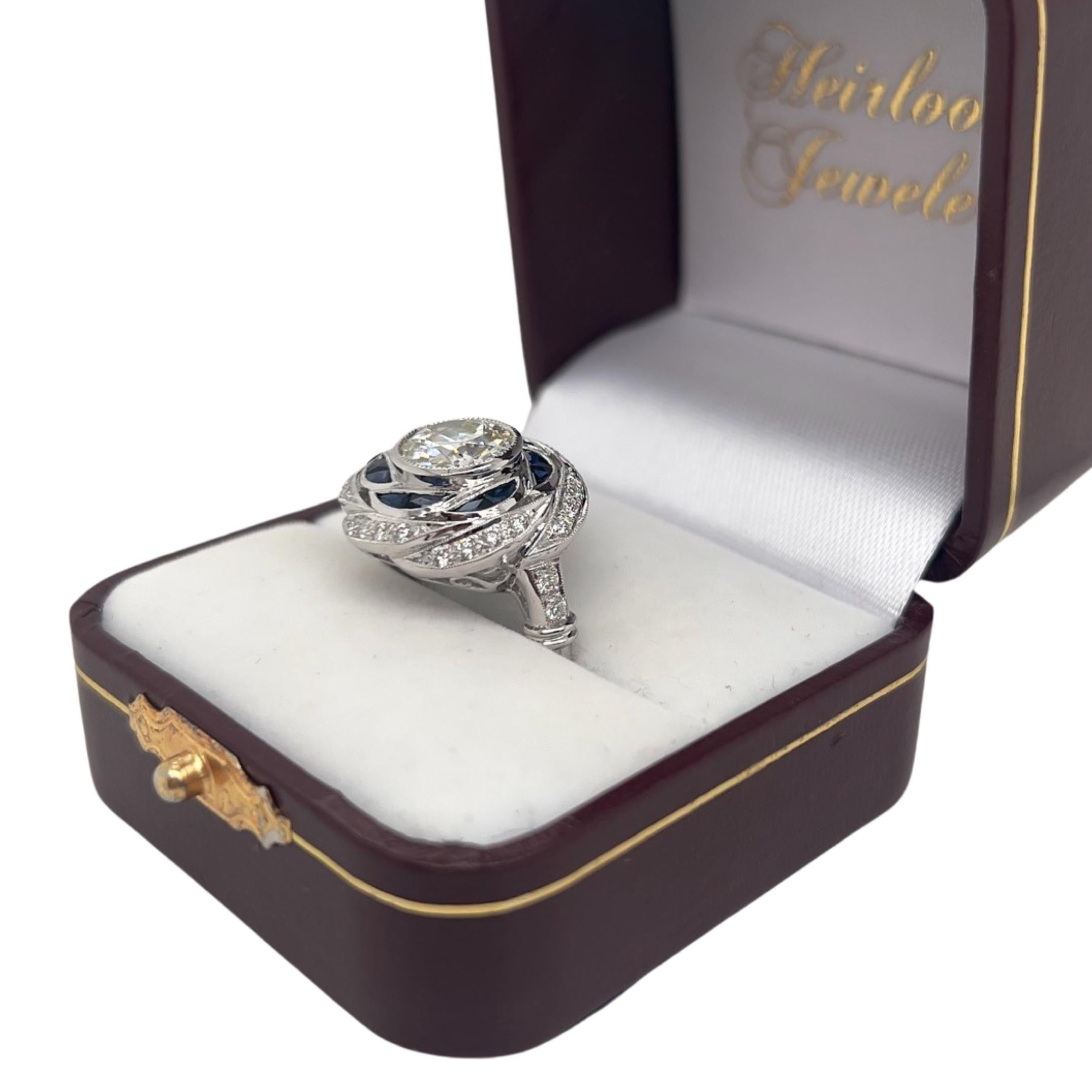 Women's Contemporary Style 2.06 Carat Diamond and Sapphire Ring