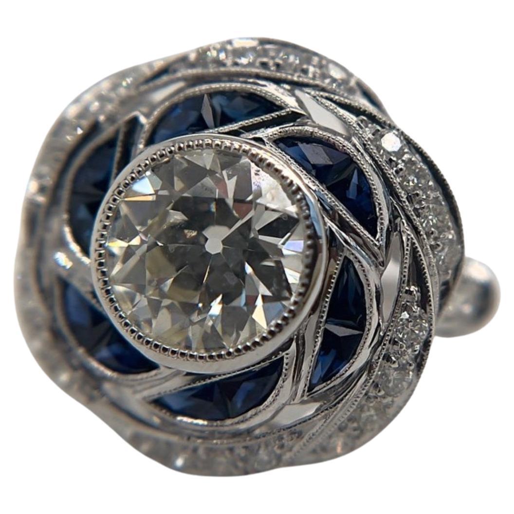 Contemporary Style 2.06 Carat Diamond and Sapphire Ring