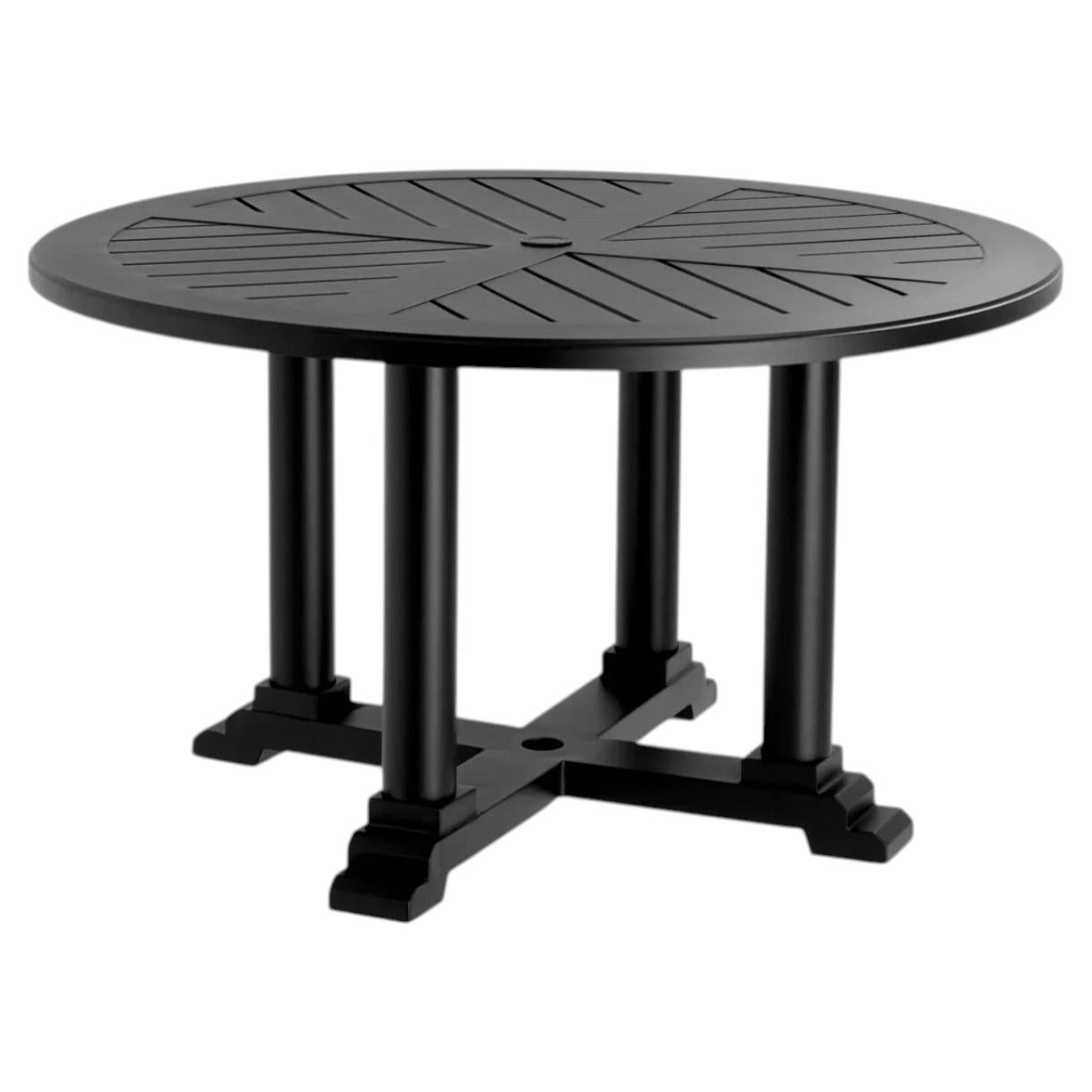 Contemporary Style Black Round Size S Aluminium Outdoor Dining Table