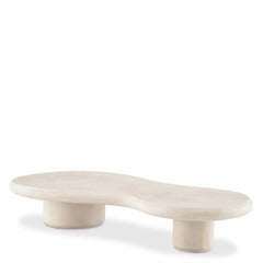 Table basse d'extérieur en béton couleur crème, style contemporain