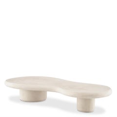 Contemporary Style Cream Concrete Outdoor Coffee Table