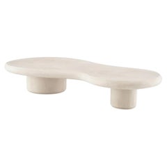Contemporary Style Cream Concrete Outdoor Coffee Table
