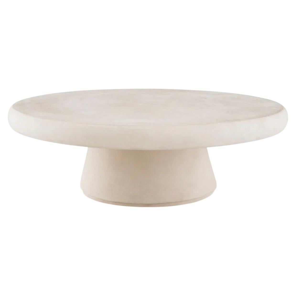 Contemporary Style Cream Concrete Outdoor Coffee Table