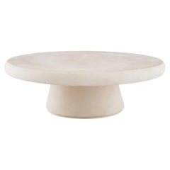 Contemporary Style Cream Concrete Outdoor Coffee Table