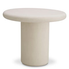 Contemporary Style Cream Concrete Outdoor Side Table