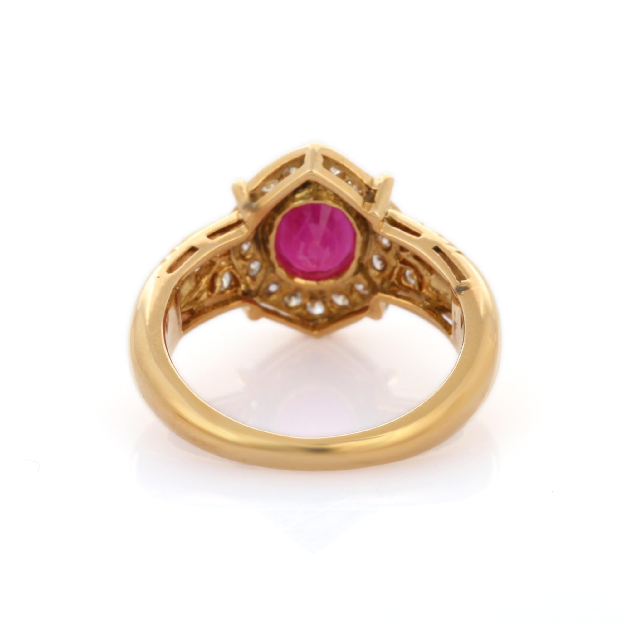 For Sale:  Contemporary Style Diamond Ruby Ring in 18K Yellow Gold 3