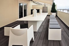 Contemporary Style Dining Table for Outdoor Use, Matte White
