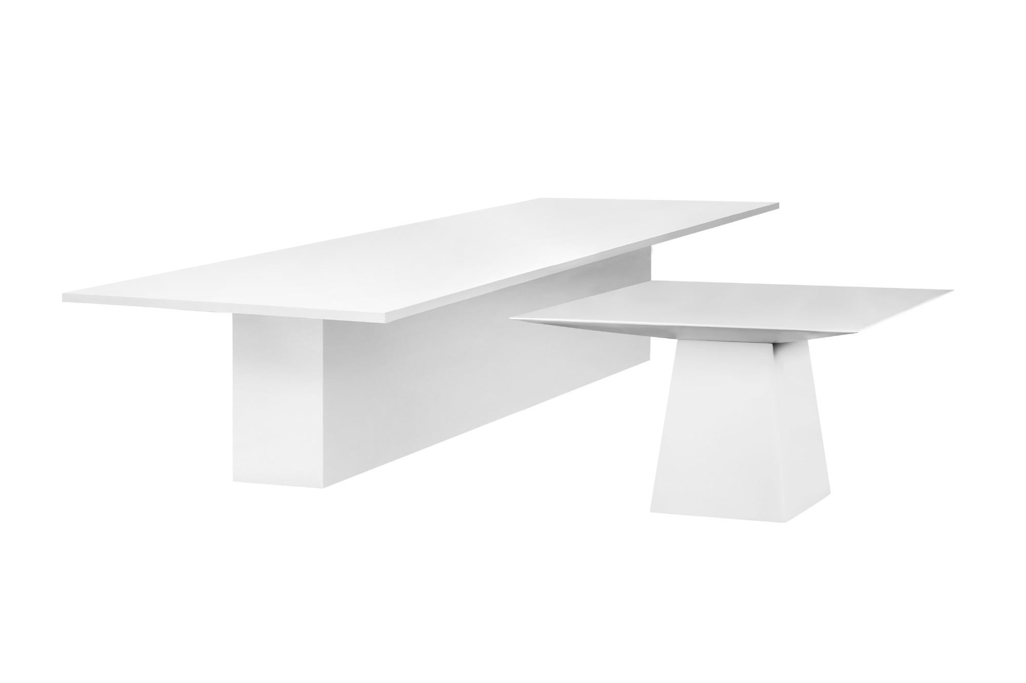 Modern Contemporary Style Dining Table for Outdoor Use, Matte White For Sale