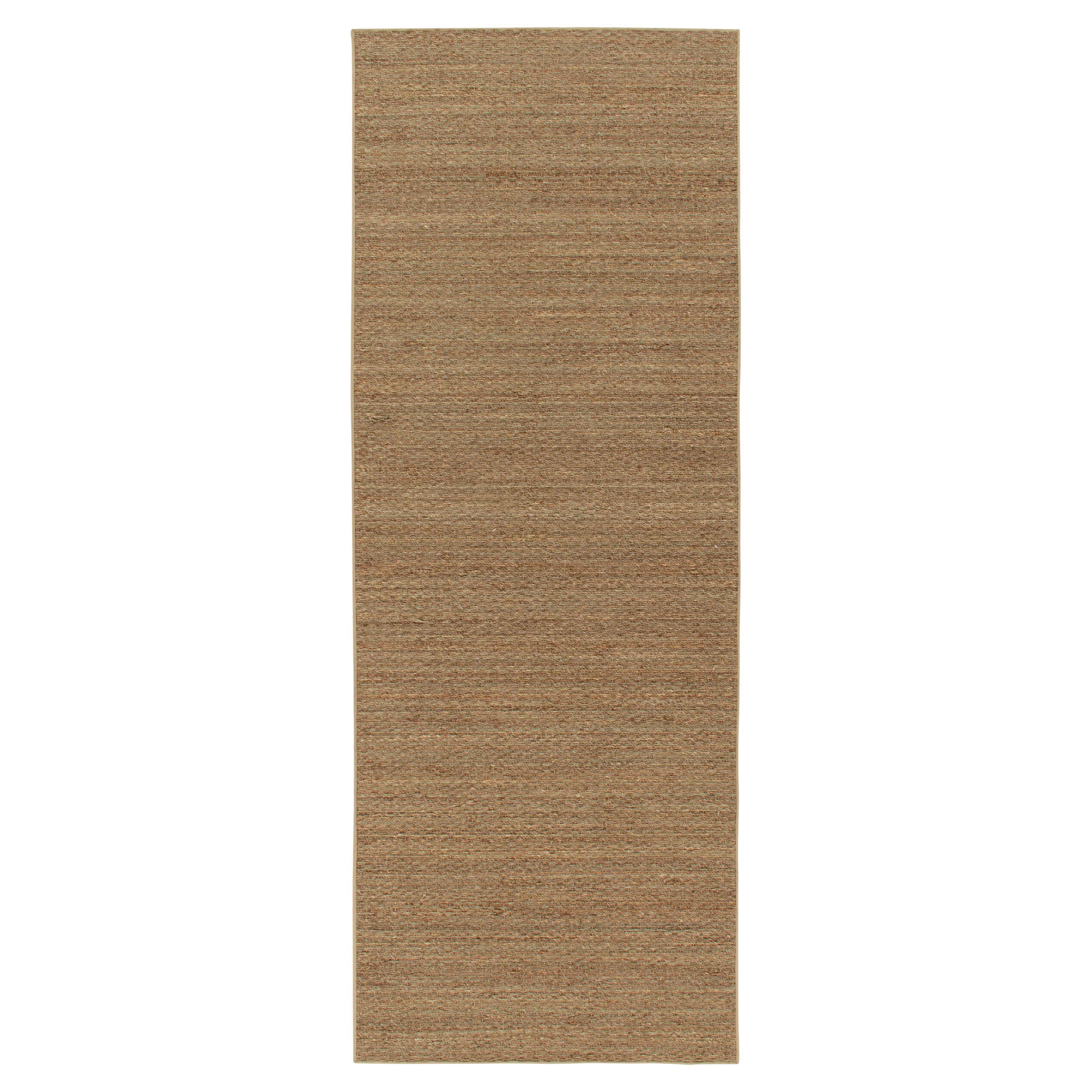 Rug & Kilim's Contemporary Style Hemp Runner in Solid Brown For Sale