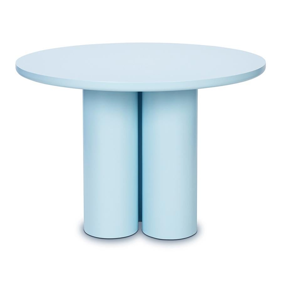 blue round dining table