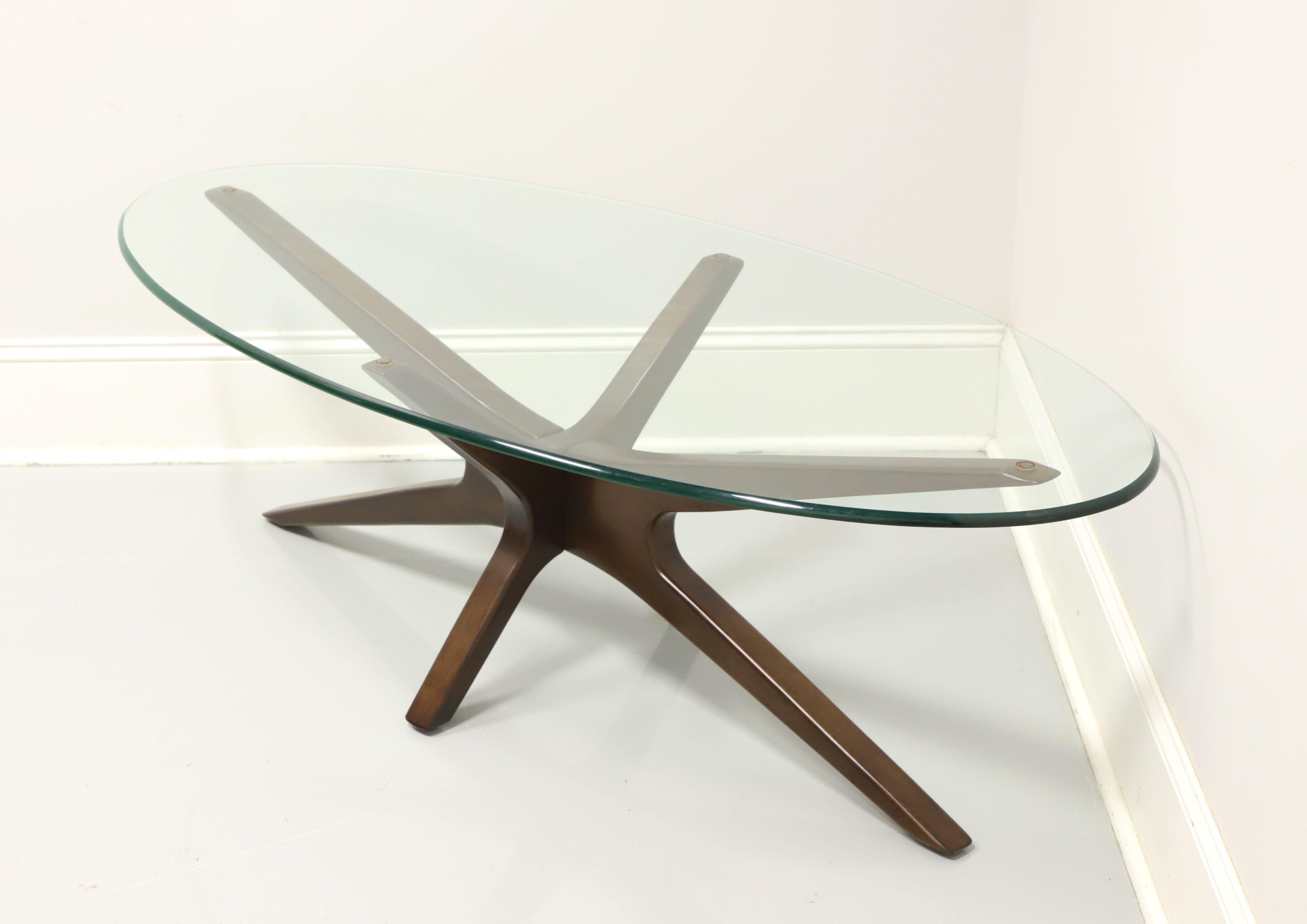 Modern Contemporary Style Mahogany Glass Top Coffee Cocktail Table
