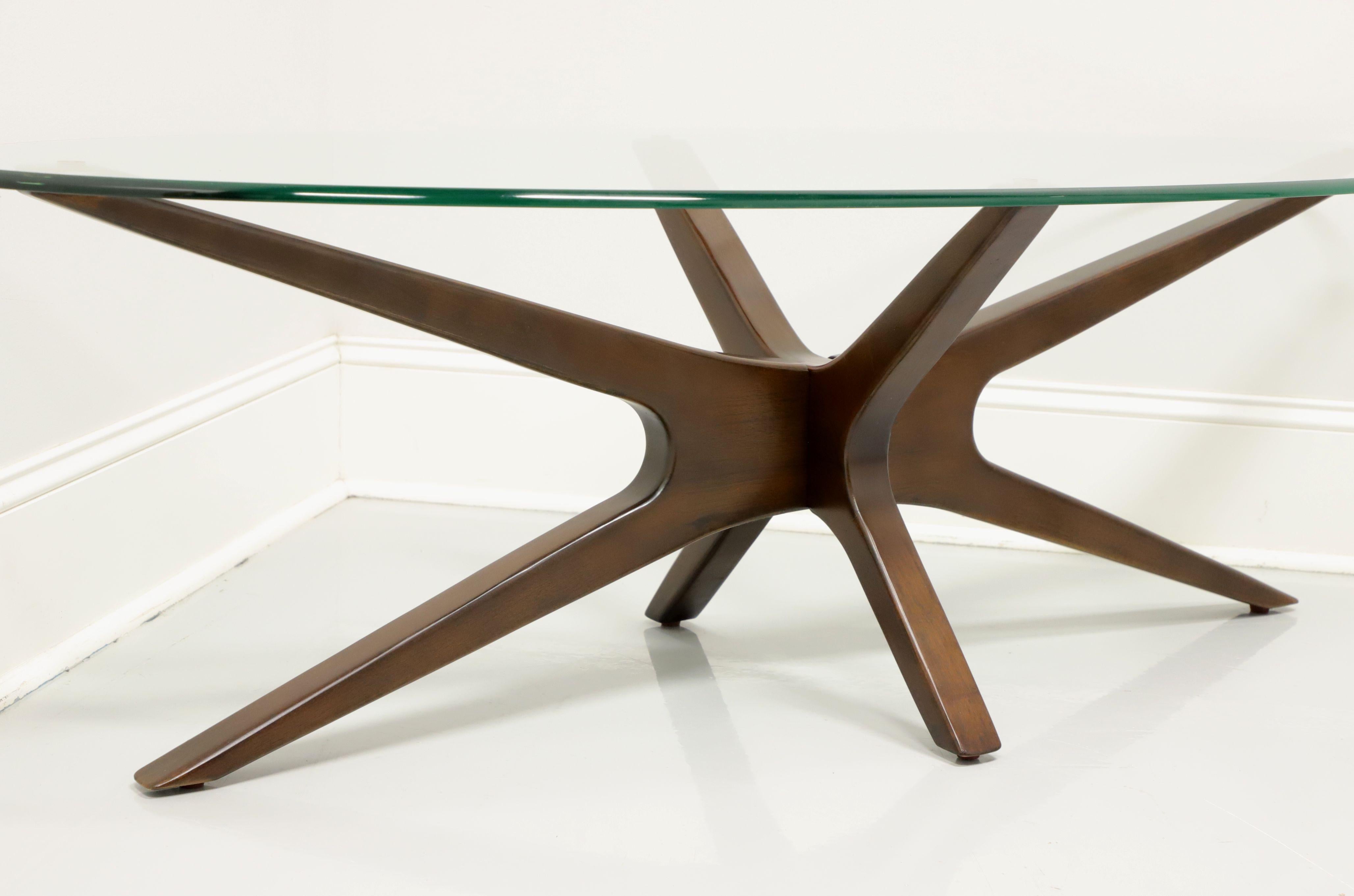 Contemporary Style Mahogany Glass Top Coffee Cocktail Table 1