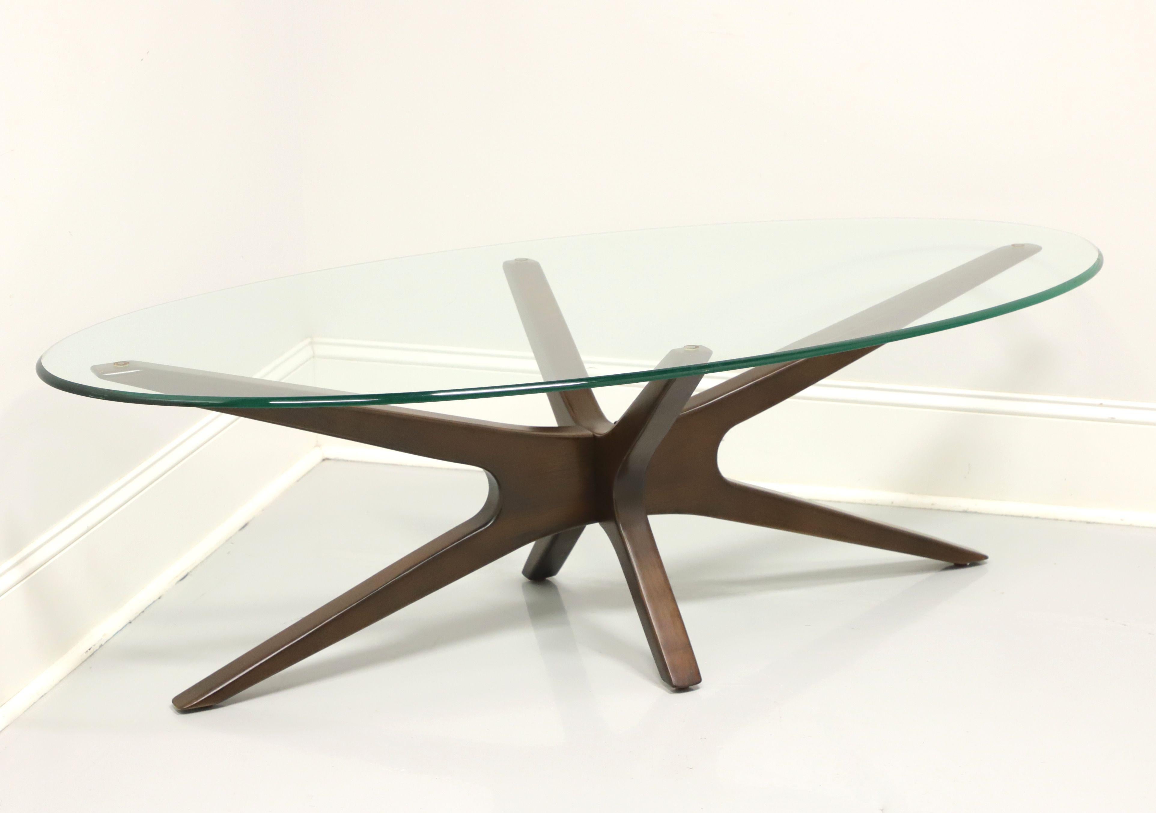 Contemporary Style Mahogany Glass Top Coffee Cocktail Table 2