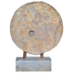 Contemporary Style Mill-Stone-on-Stand Sculpture