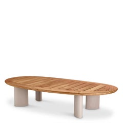 Contemporary Style Natural Teak and Aluminium Outdoor Coffee Table