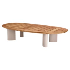Contemporary Style Natural Teak and Aluminium Outdoor Coffee Table