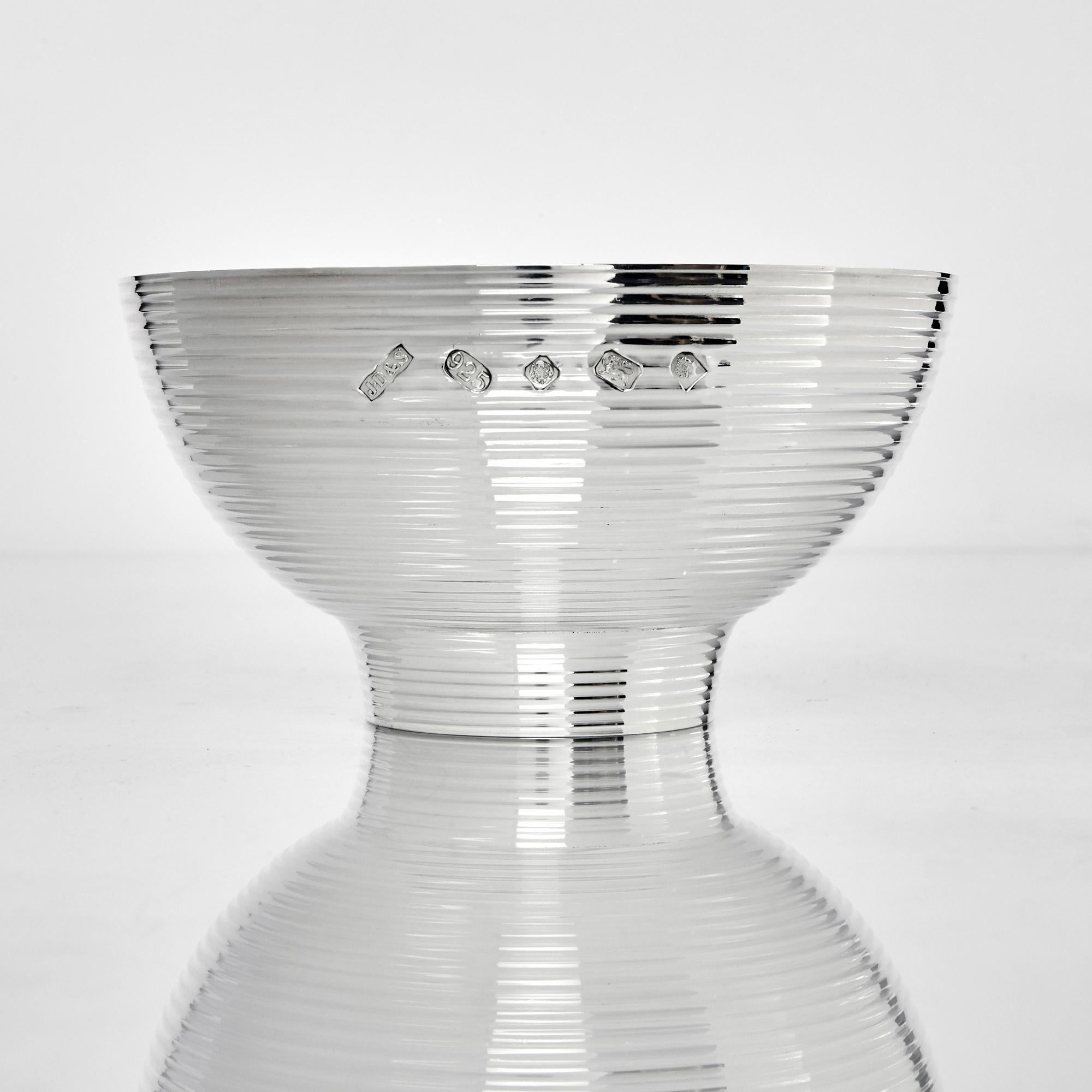 Sterling Silver Contemporary Style Ribbed Silver Bowl