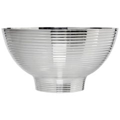 Contemporary Style Ribbed Silver Bowl