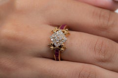 Contemporary Style Traditional Diamond Ruby Ring in 18K Yellow Gold