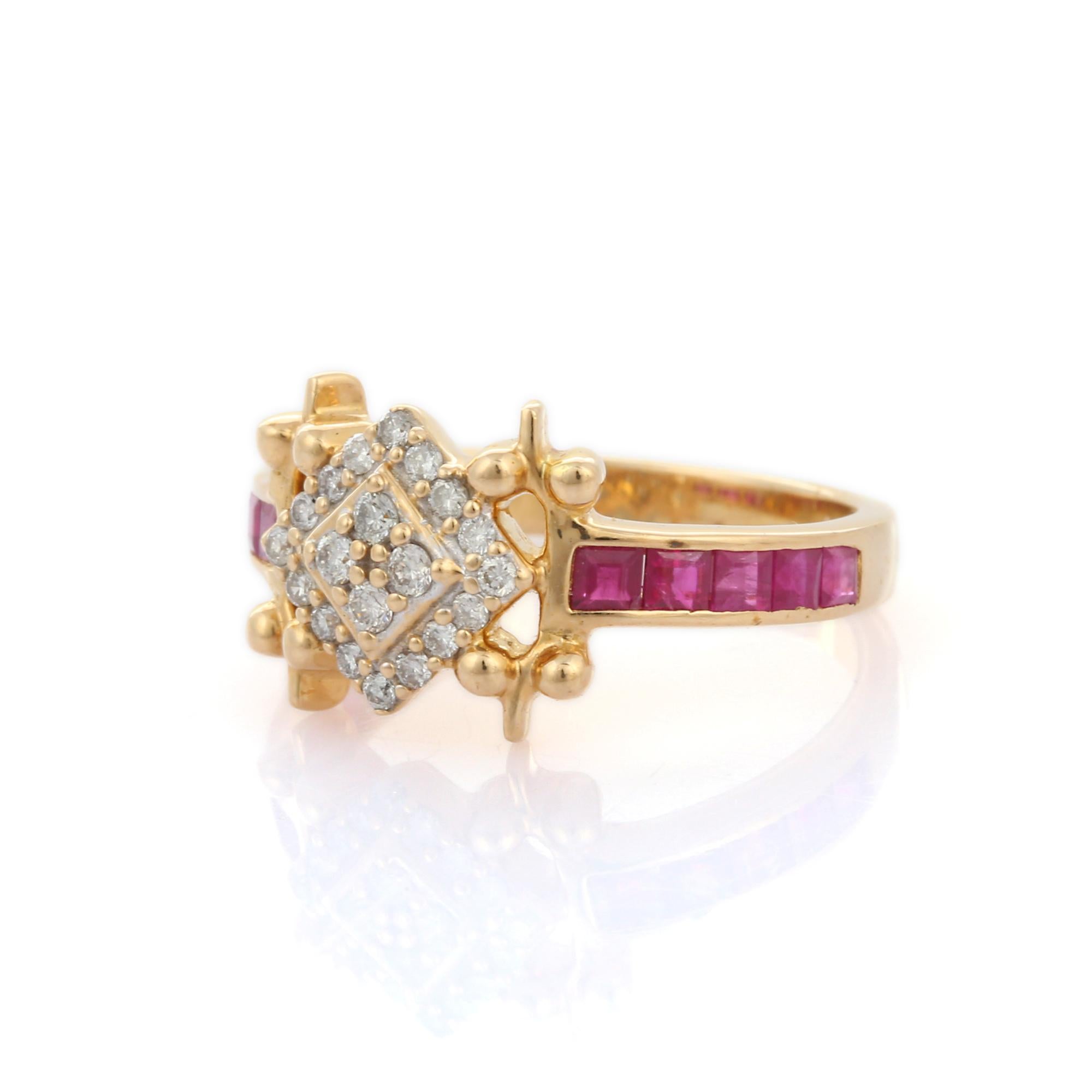Im Angebot: Contemporary Style Traditioneller Diamant-Rubinring aus 18K Gelbgold () 3