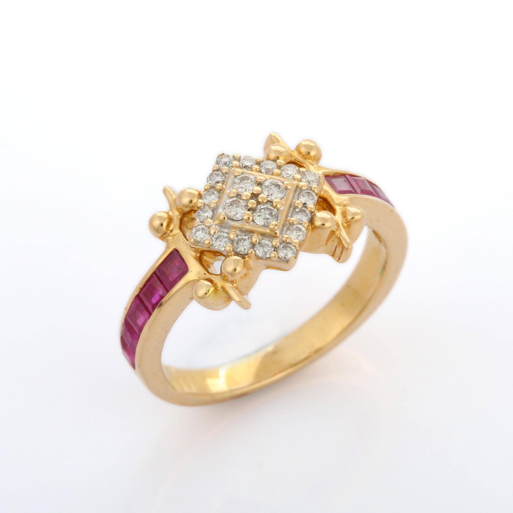 Im Angebot: Contemporary Style Traditioneller Diamant-Rubinring aus 18K Gelbgold () 6