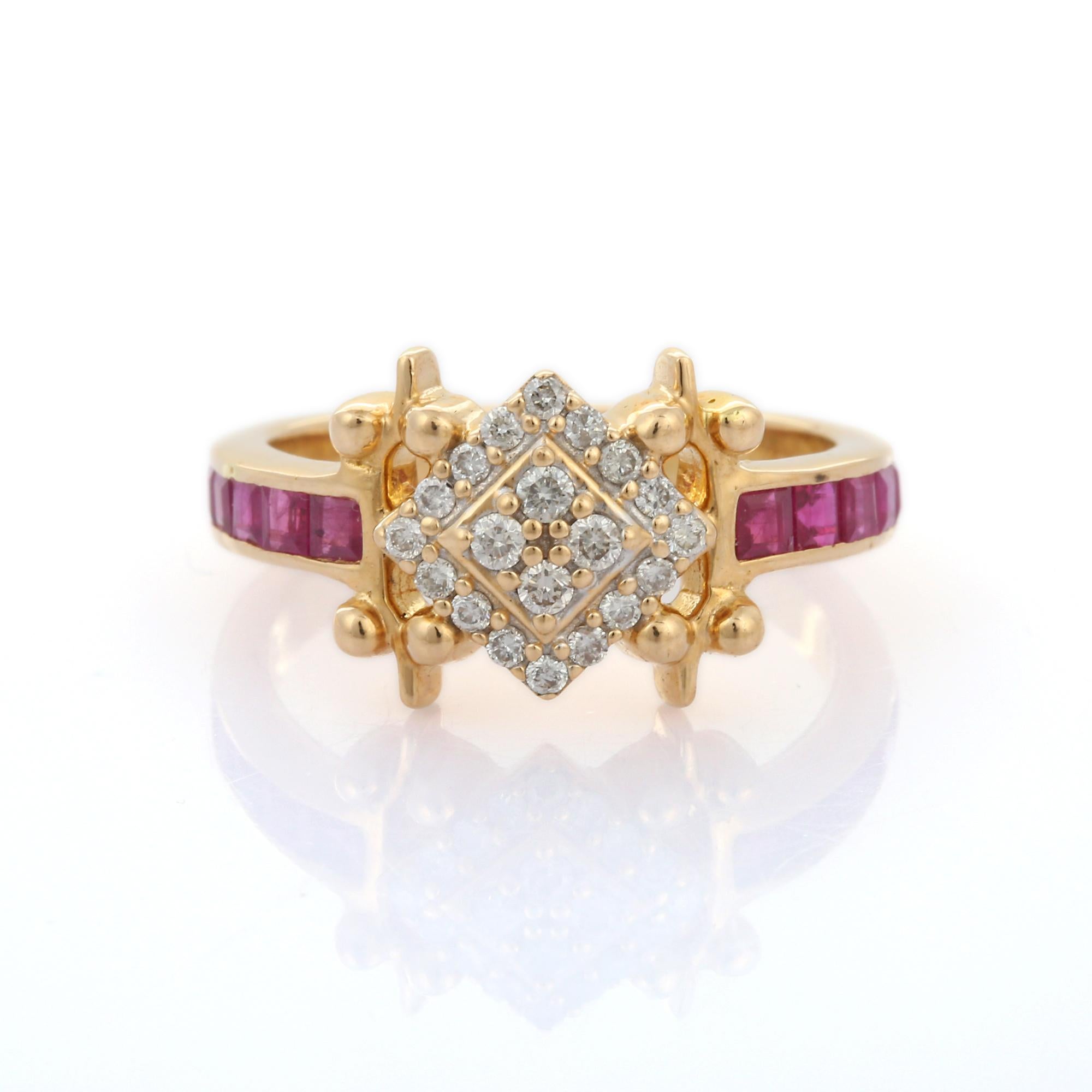 Im Angebot: Contemporary Style Traditioneller Diamant-Rubinring aus 18K Gelbgold () 8