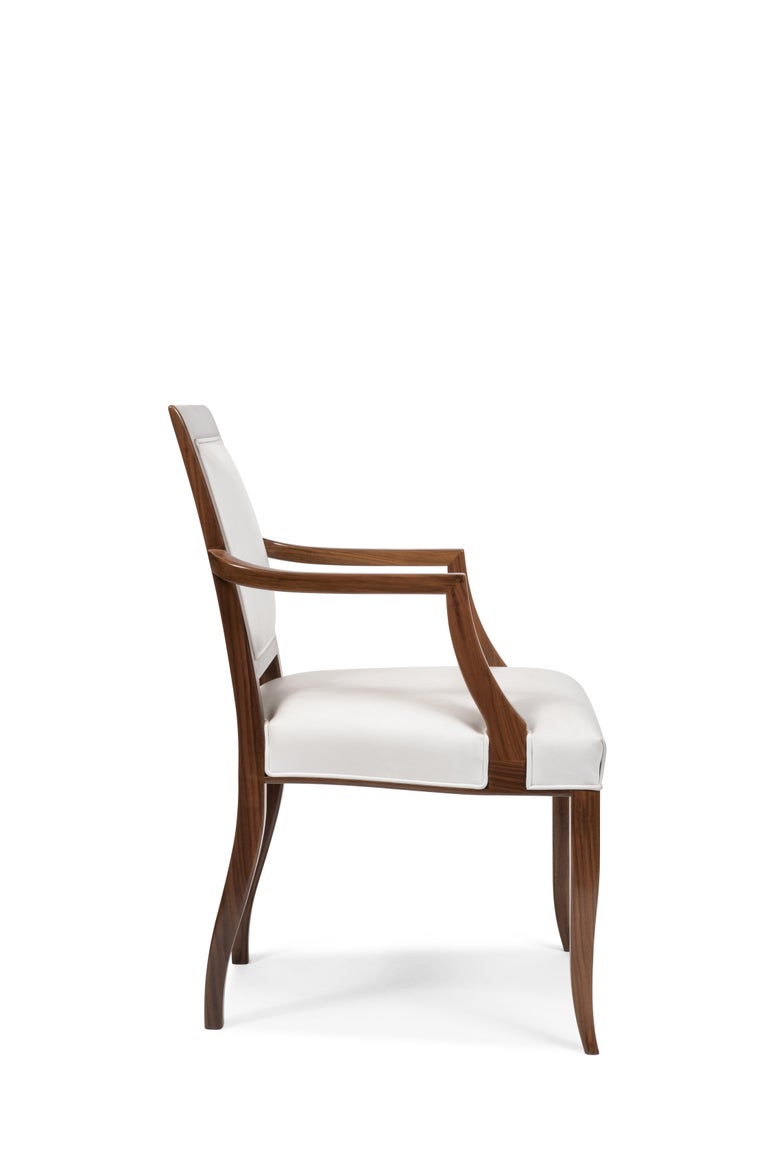 Italian Contemporary Style Walnut Chair with Armrests, Made in Italy For Sale