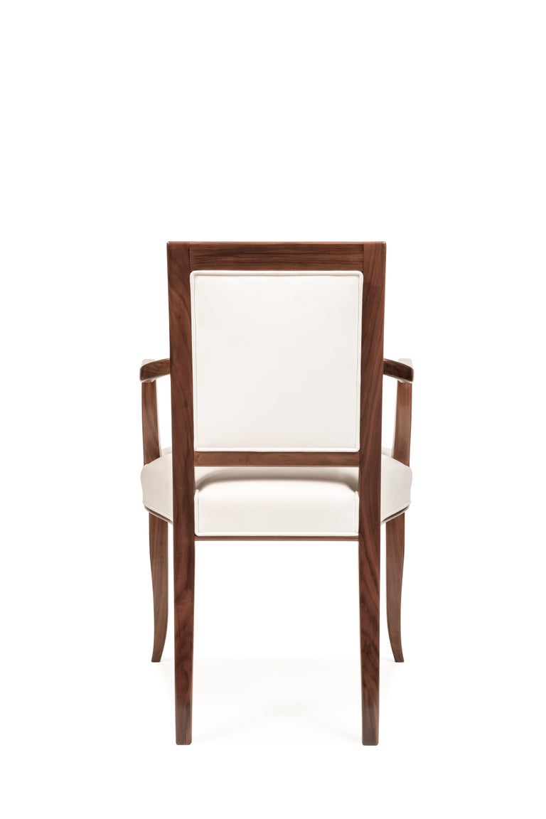 Contemporary Style Walnut Chair with Armrests, Made in Italy In New Condition For Sale In Barlassina, IT