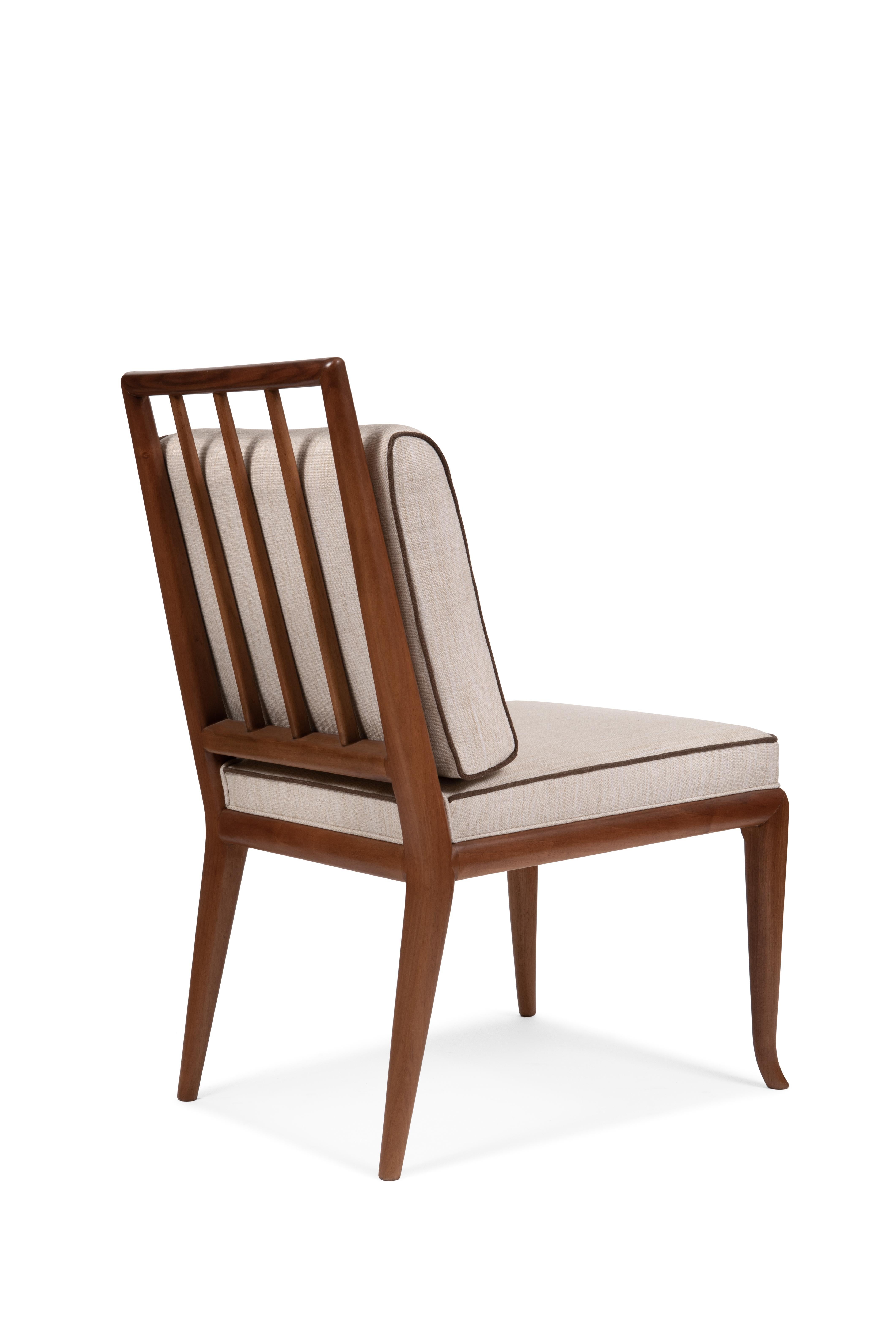 Italian Contemporary Style Walnut Frame Dining Chair, Made in Italy For Sale