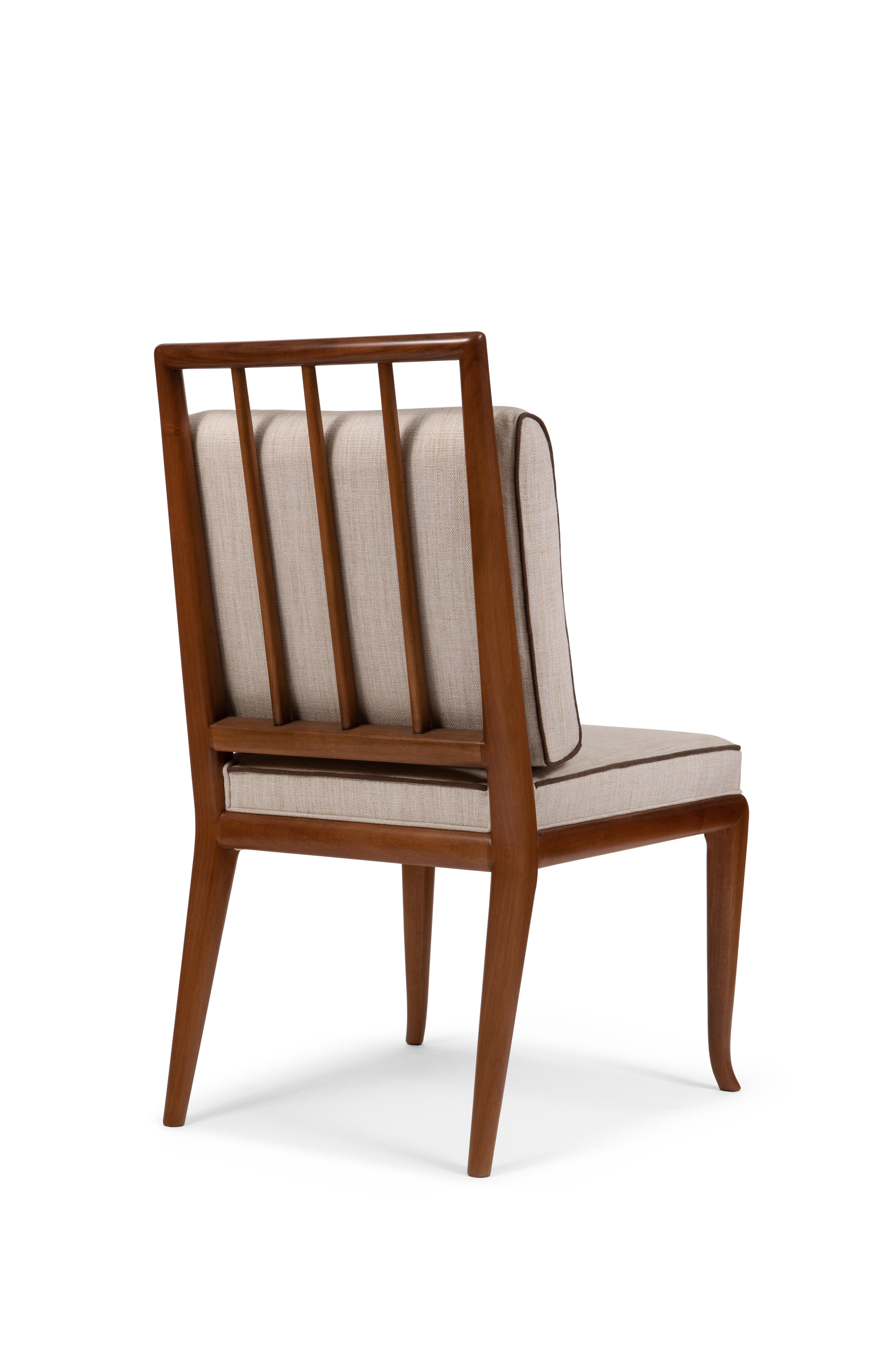 Polished Contemporary Style Walnut Frame Dining Chair, Made in Italy For Sale