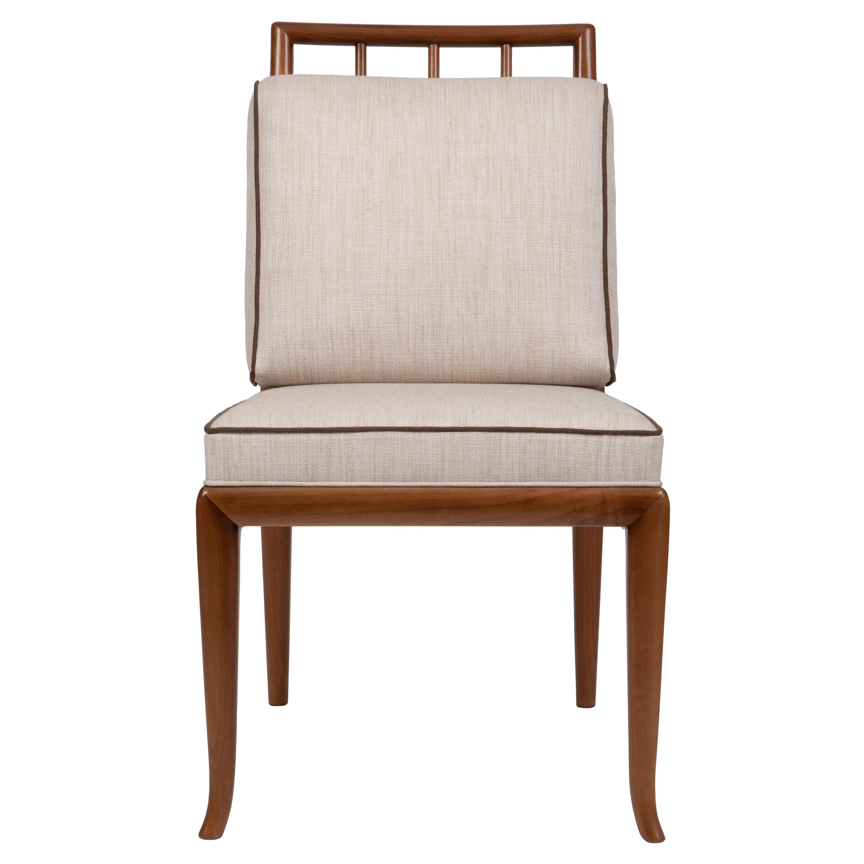 Contemporary Style Walnut Frame Dining Chair, Made in Italy