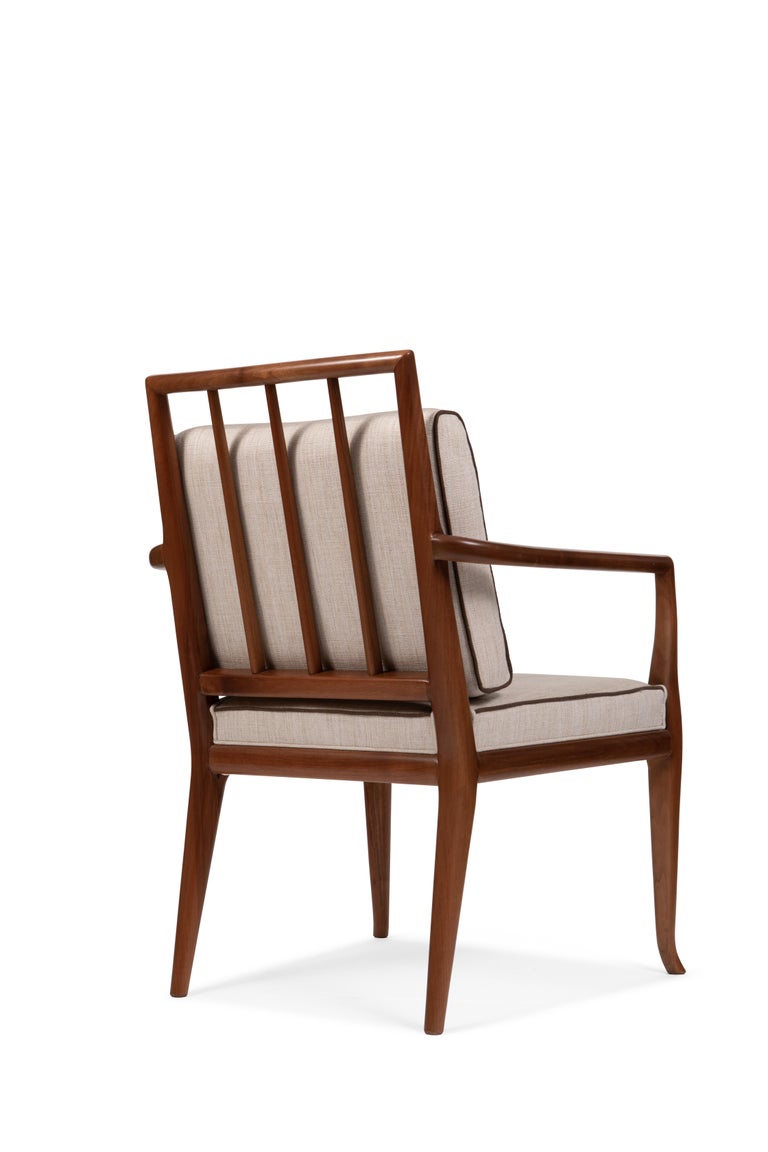 Contemporary Style Walnut Frame Dining Chair with Armrests, Made in Italy For Sale 1