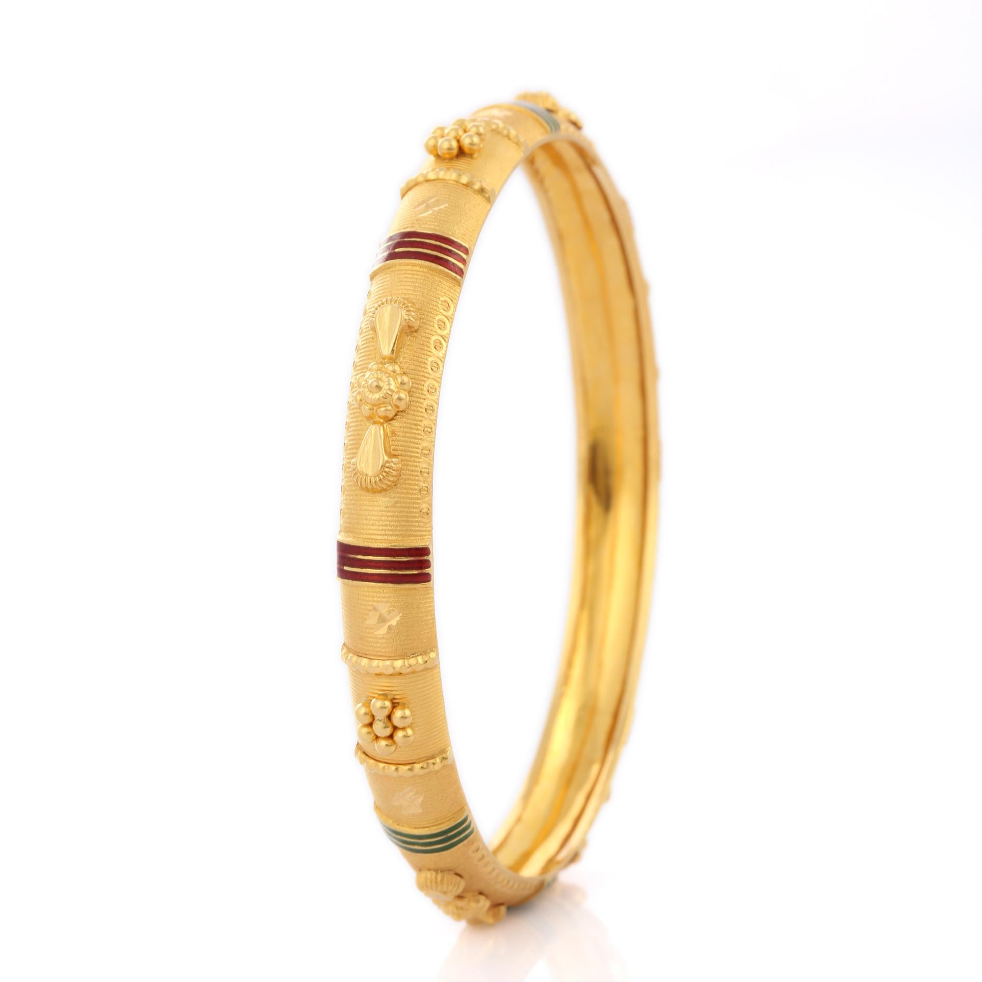 18 kt real solid yellow gold handmade slip-on bracelet bangles 20 gms