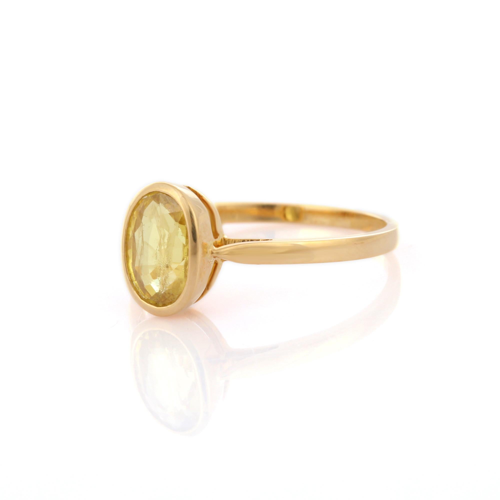 For Sale:  Contemporary Style Yellow Sapphire Solitaire Ring in 18K Yellow Gold 8