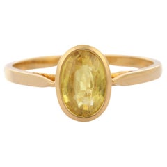 Contemporary Style Yellow Sapphire Solitaire Ring in 18K Yellow Gold