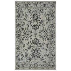 Contemporary Sultanabad Rug of Turkish Origin with Black & Gray Floral Details