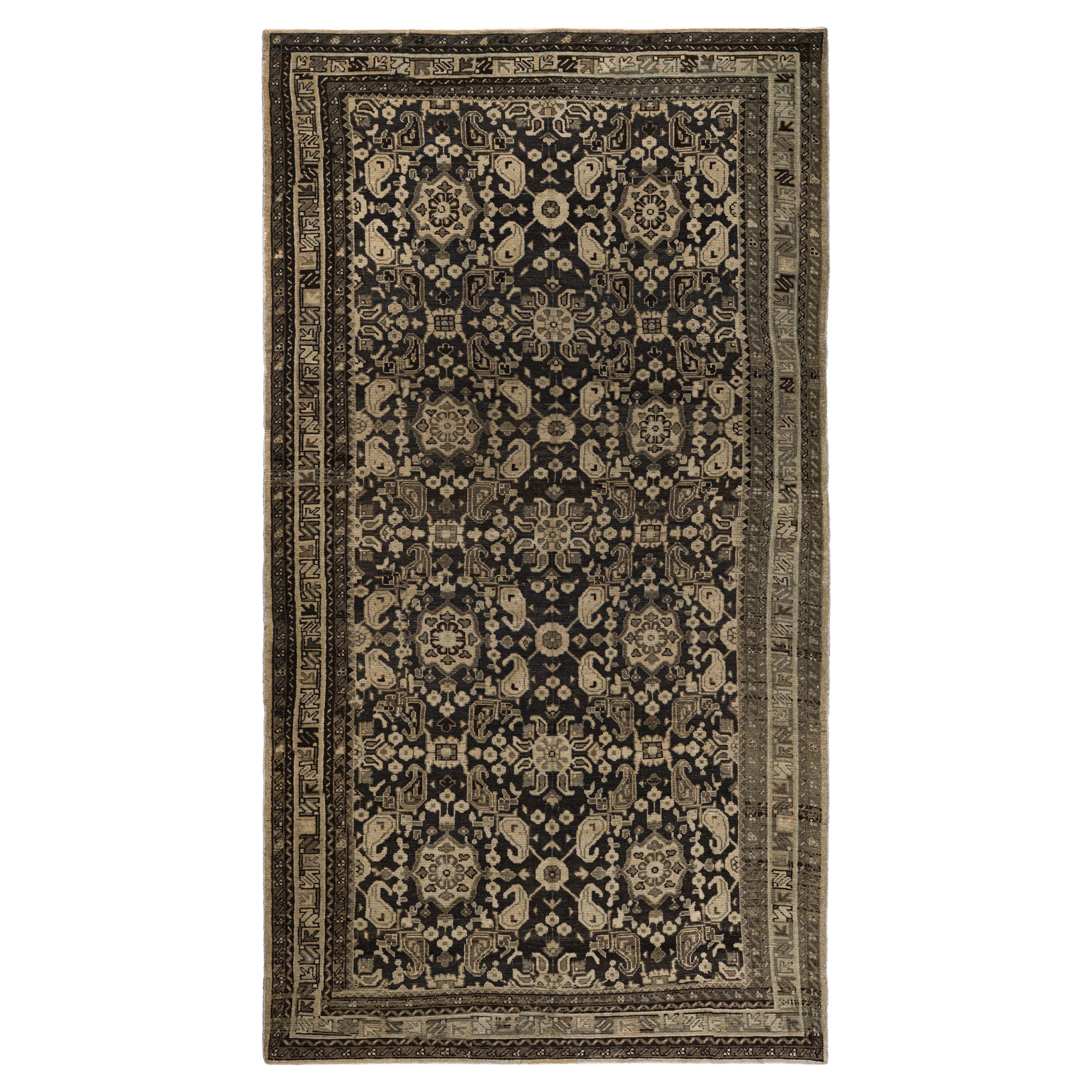 Contemporary Sultanabad Rugs, 5 ft × 10 ft , Navy e Beige, Allover