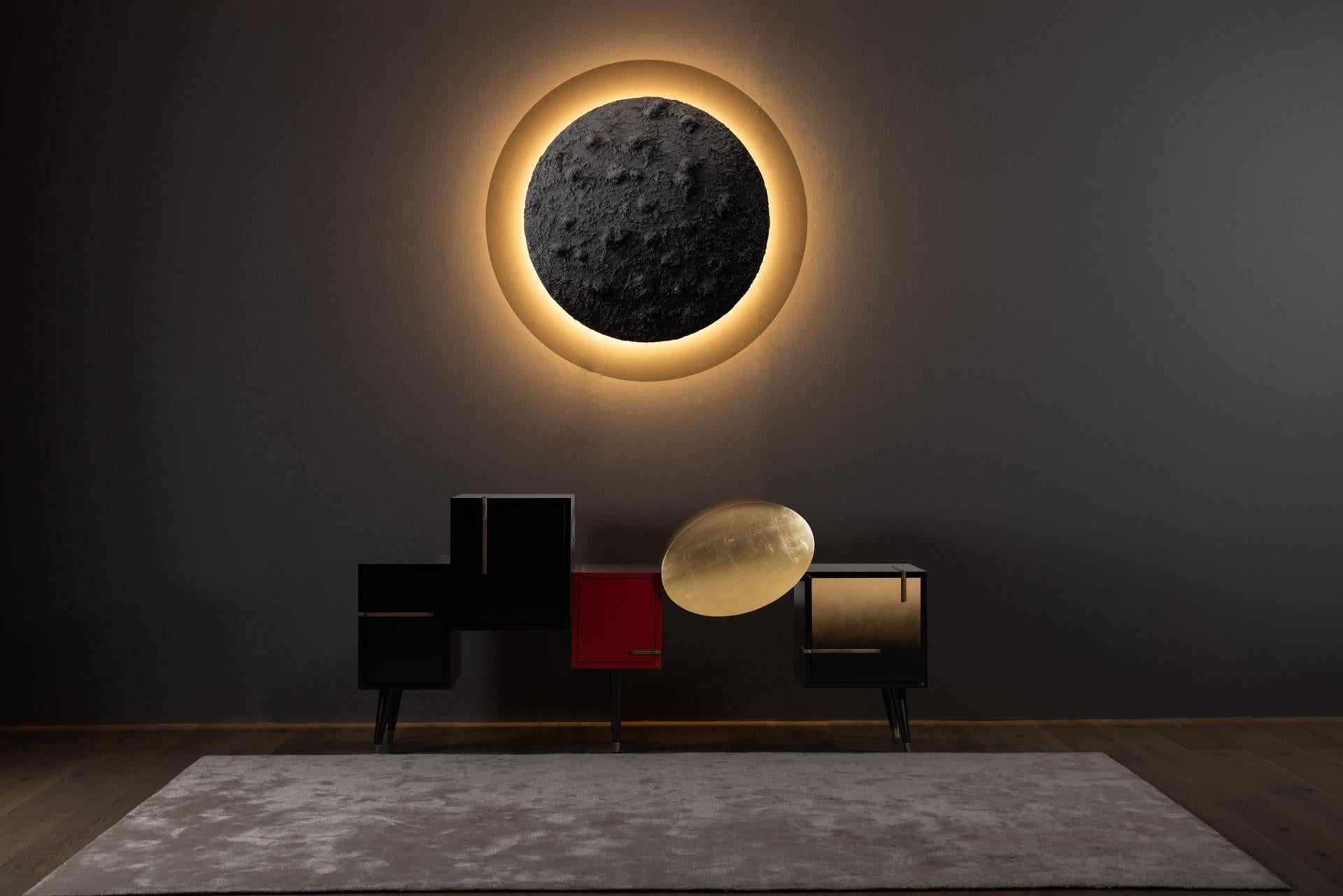 Credenza Sunshine contemporanea, nera, radice di Oak, fatta a mano da Greenapple in vendita 3