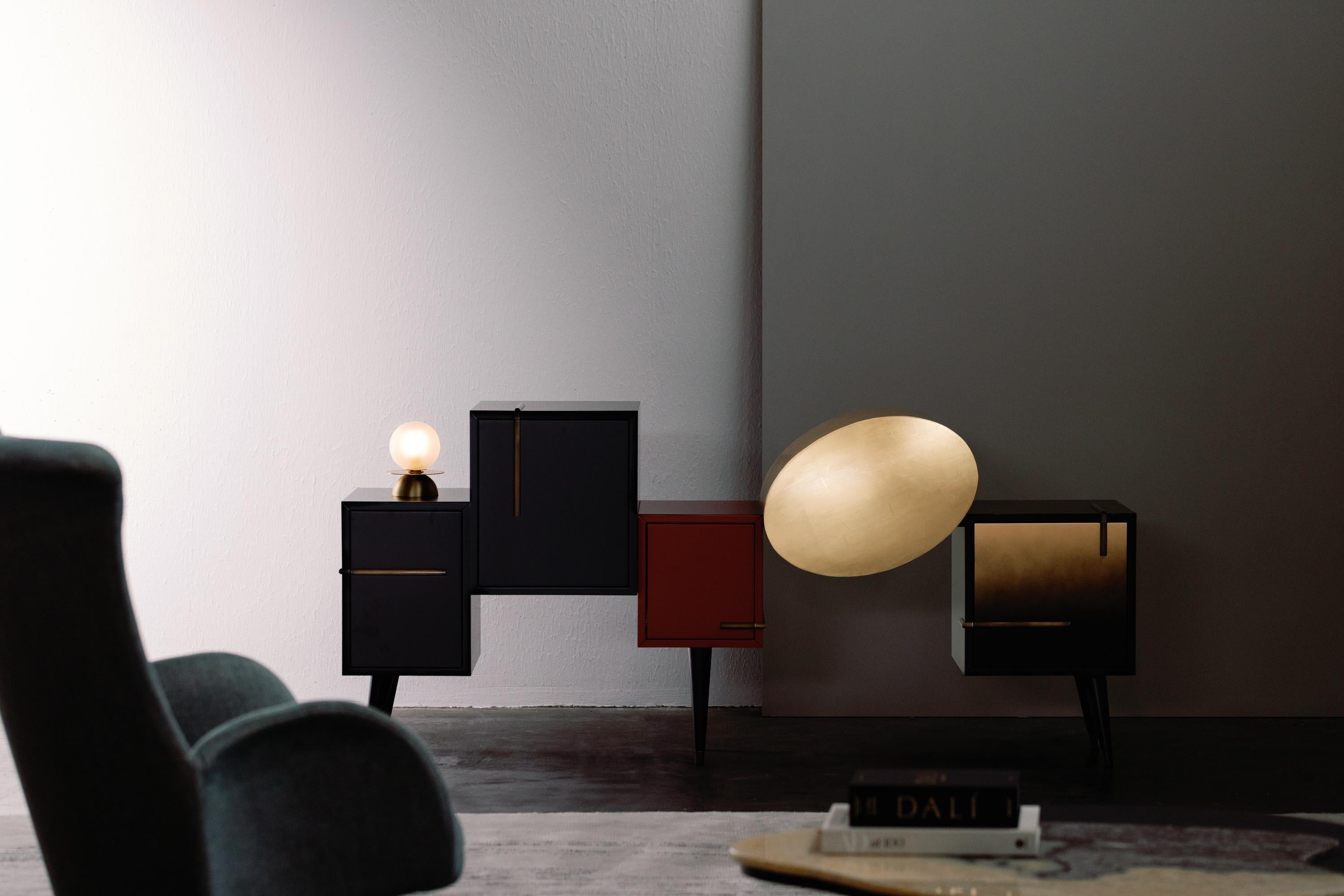 Credenza Sunshine contemporanea, nera, radice di Oak, fatta a mano da Greenapple in vendita 4