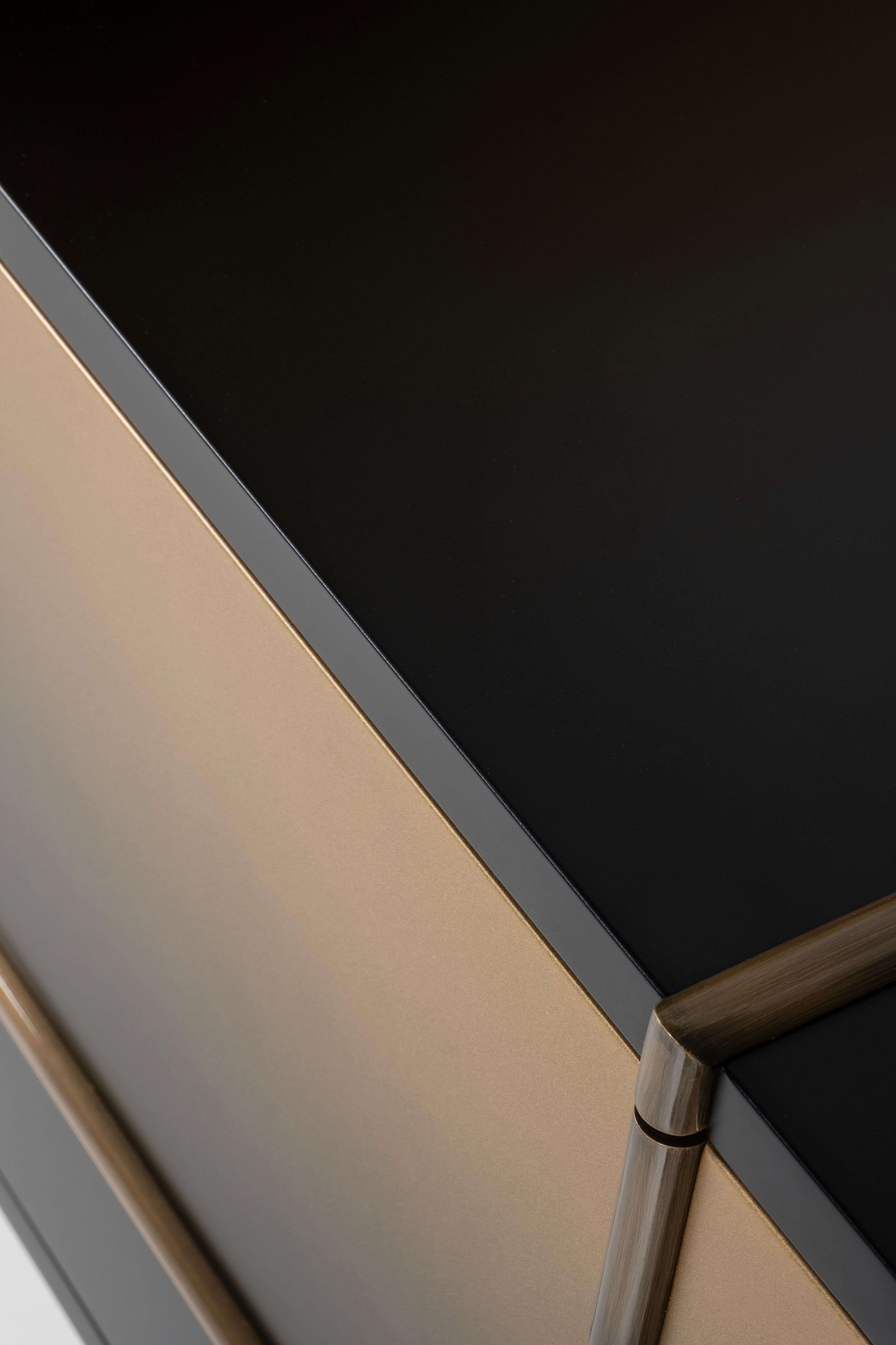 Credenza Sunshine contemporanea, nera, radice di Oak, fatta a mano da Greenapple in vendita 6