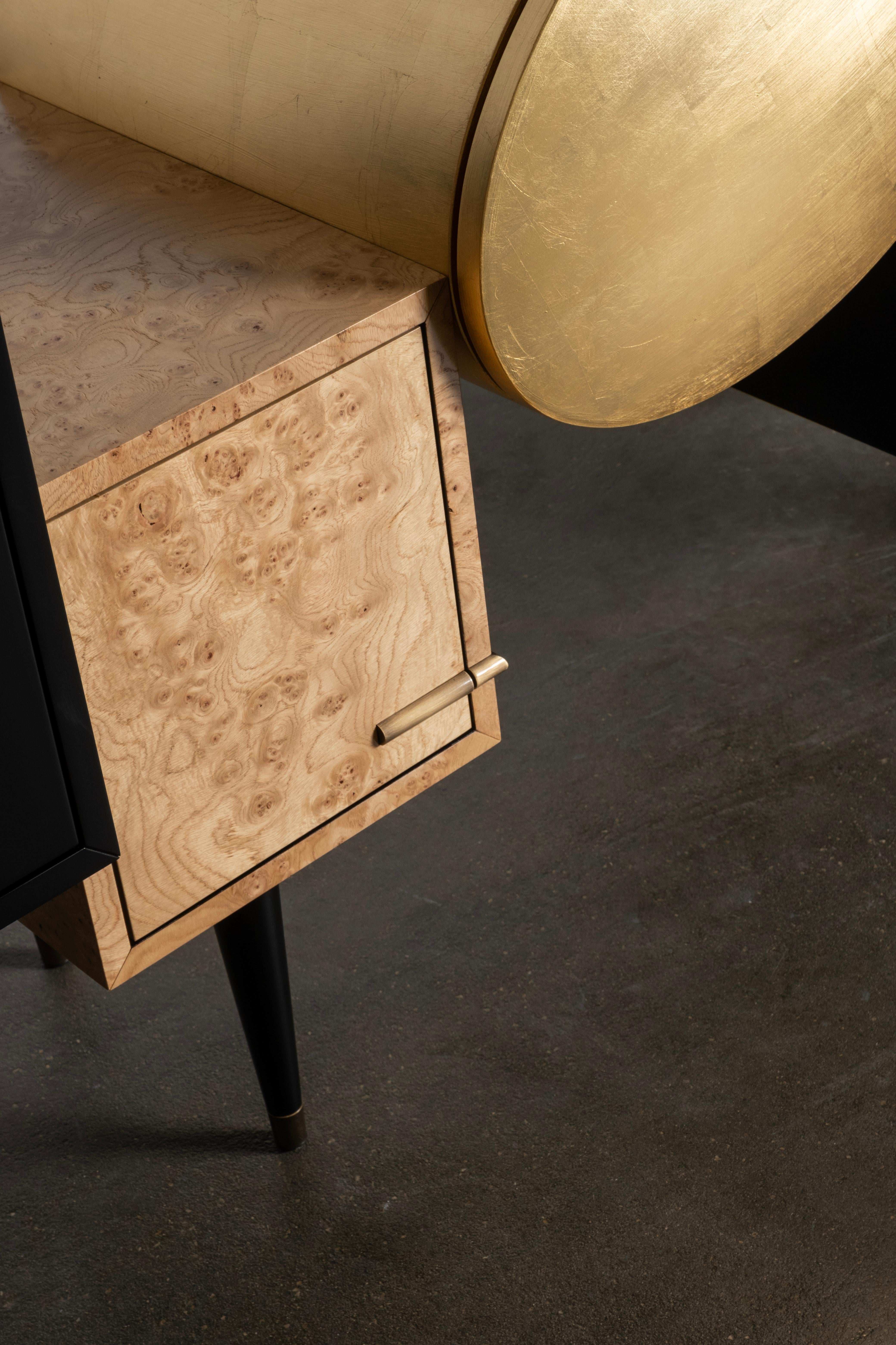 Credenza Sunshine contemporanea, nera, radice di Oak, fatta a mano da Greenapple in vendita 7