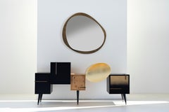 Credenza Sunshine contemporanea, nera, radice di Oak, fatta a mano da Greenapple