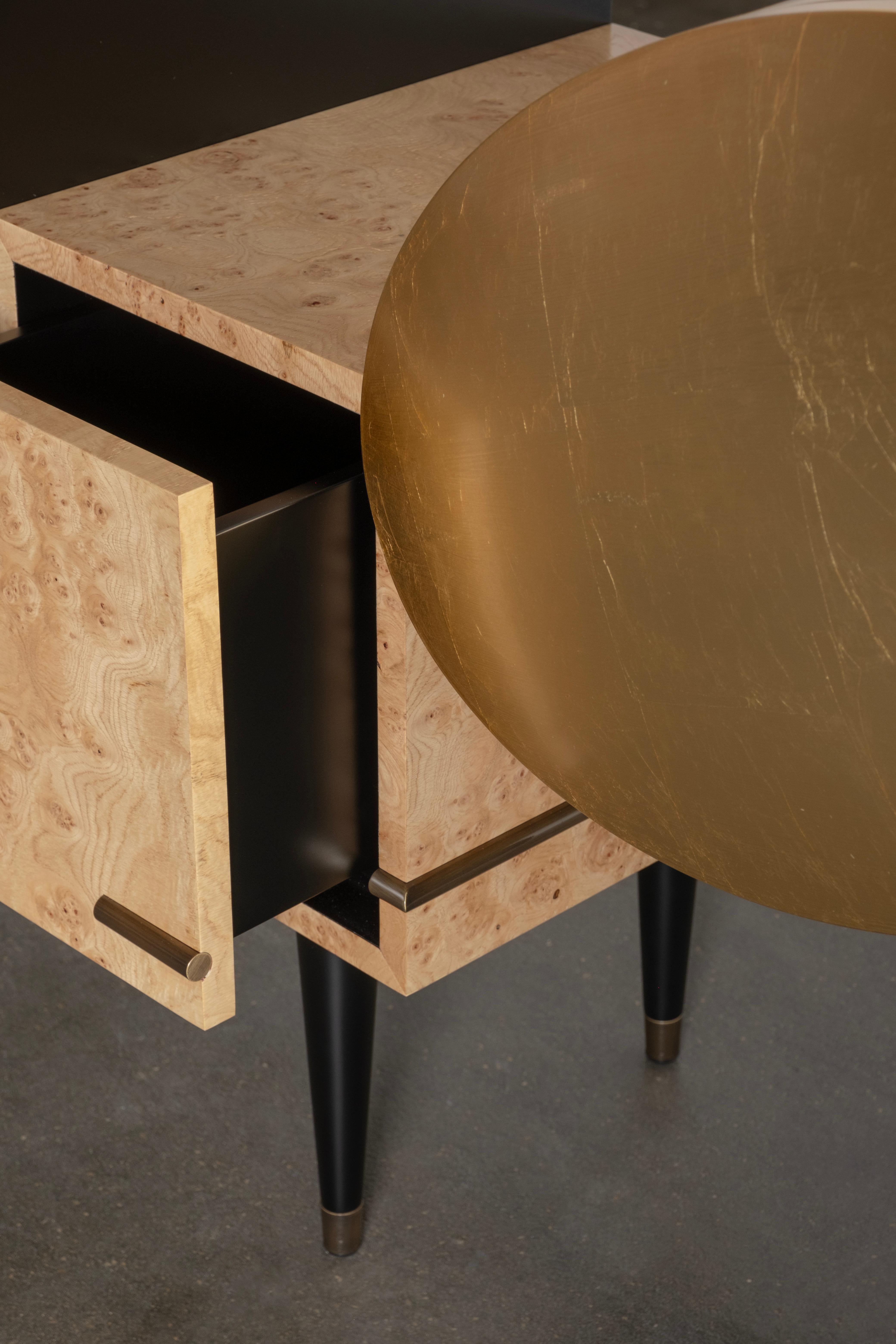 XXI secolo e contemporaneo Credenza Sunshine contemporanea, nera, radice di Oak, fatta a mano da Greenapple in vendita