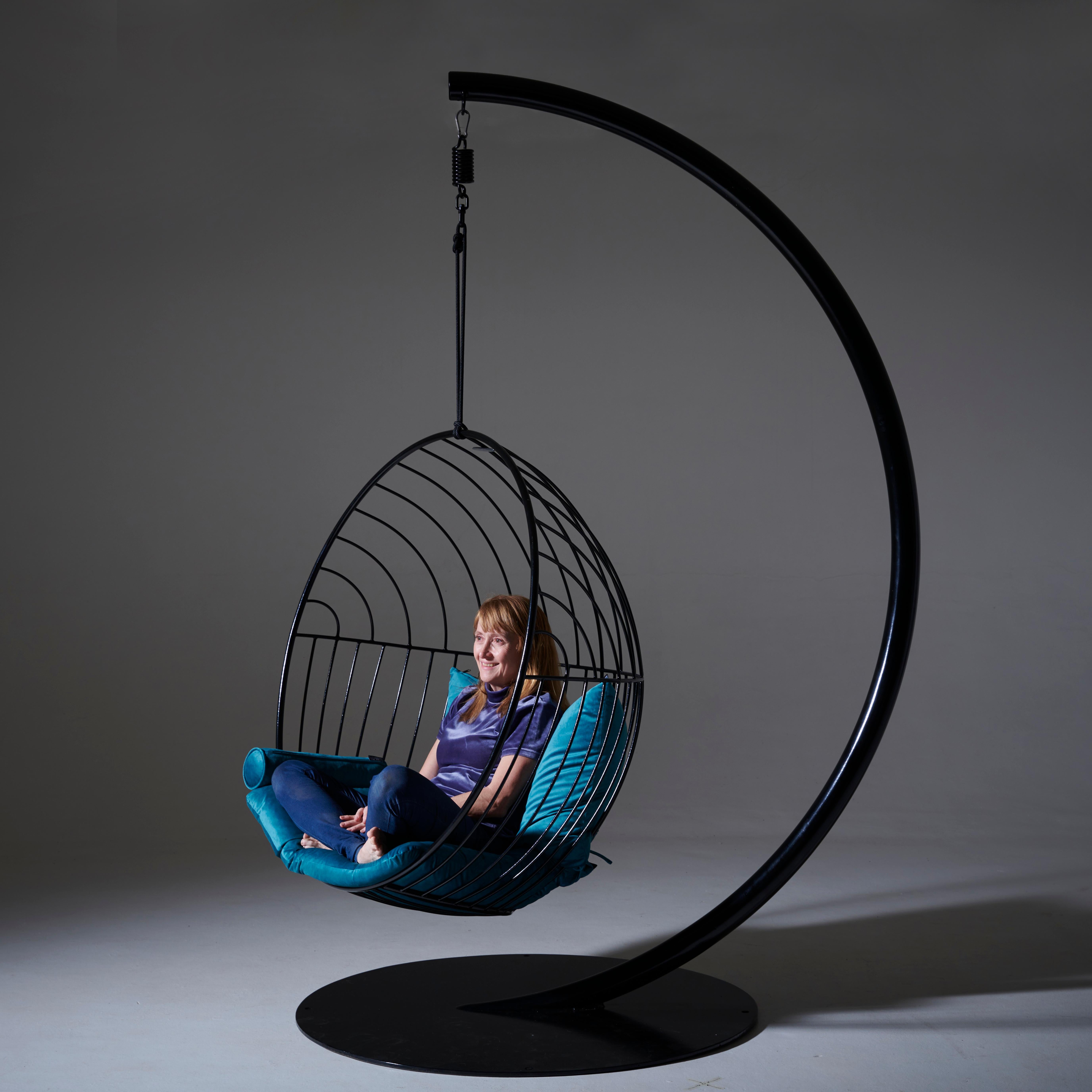 South African Contemporary Suspended Bubble Chair with Half-Circle Stand For Sale