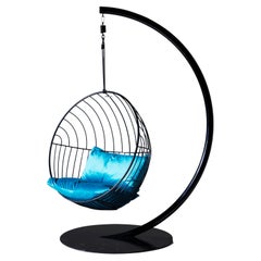 Contemporary Suspended Bubble Chair with Half-Circle Stand