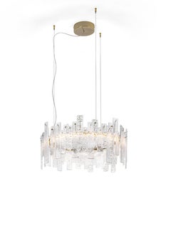 Contemporary Pendant Lamp, Transparent Glass Pendants, Italy