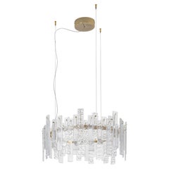 Contemporary Pendant Lamp, Transparent Glass Pendants, Italy